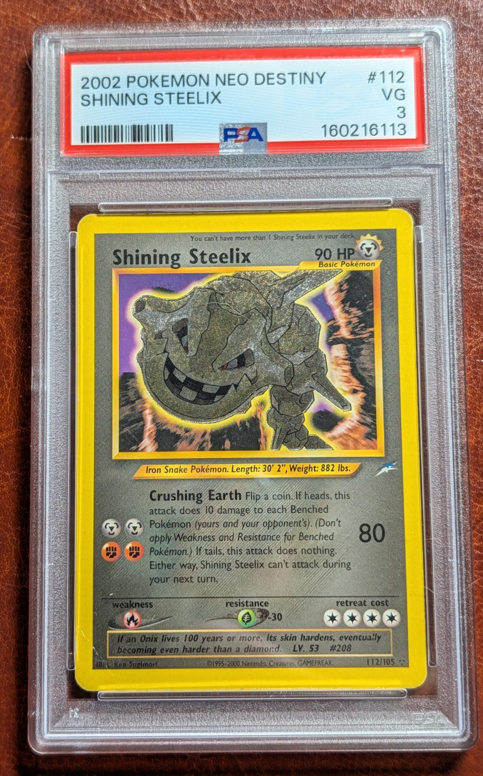 PSA 3 – Shining Steelix #112 – Pokémon Neo Destiny (2002) – Holo – New Cert