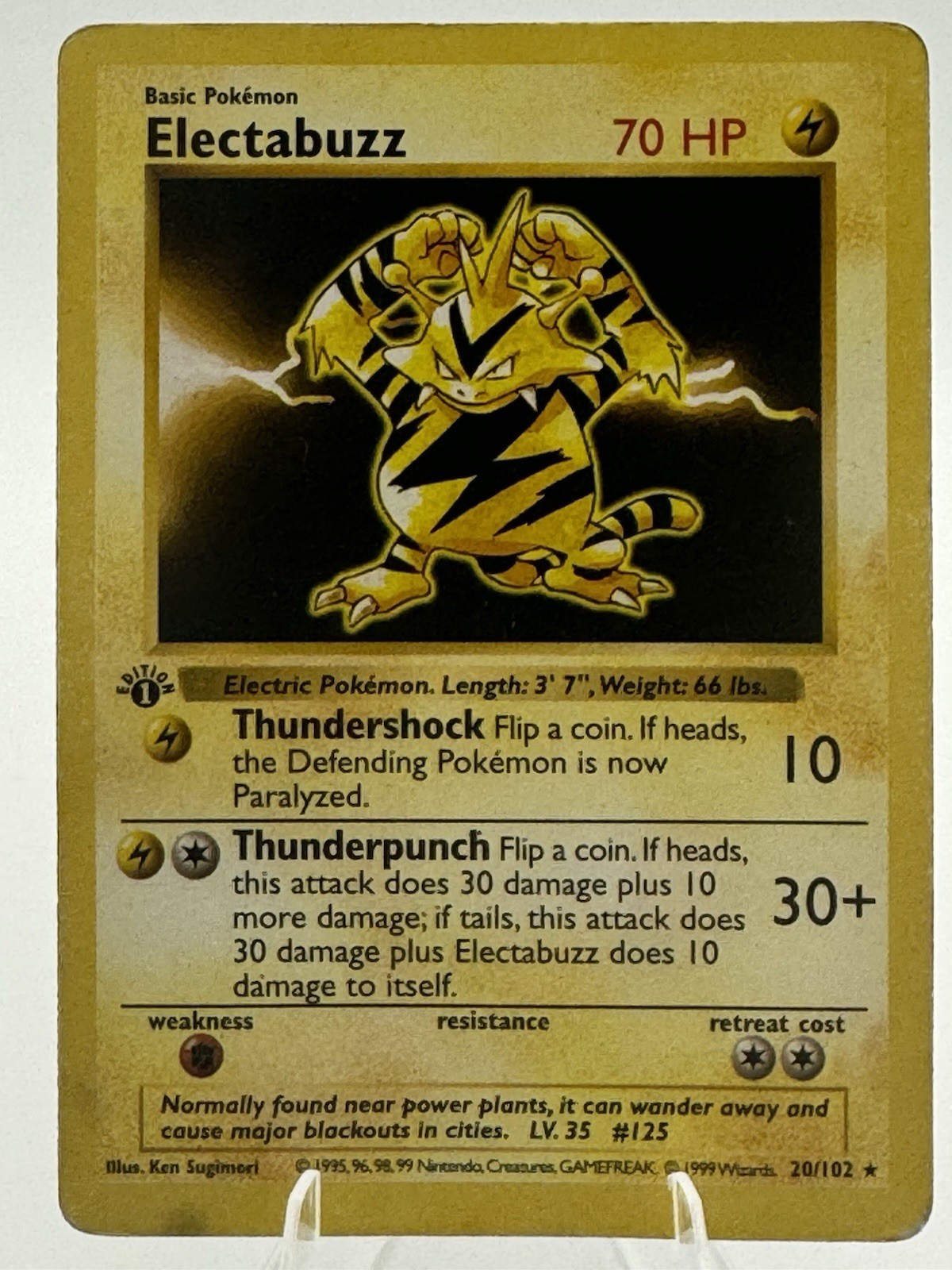 Pokémon Electabuzz 1st Edition Base Set (020/102) Shadowless WOTC 1999
