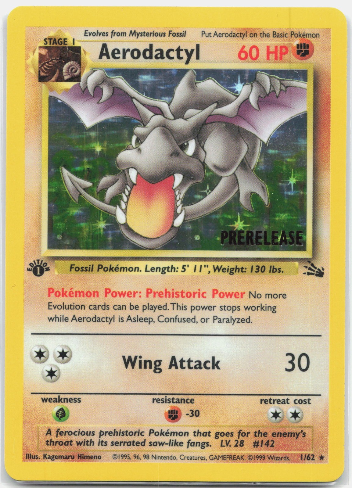 Aerodactyl (Prerelease) Promo WoTC Promo PR Fighting 1st Edition Holo 01/62 1999