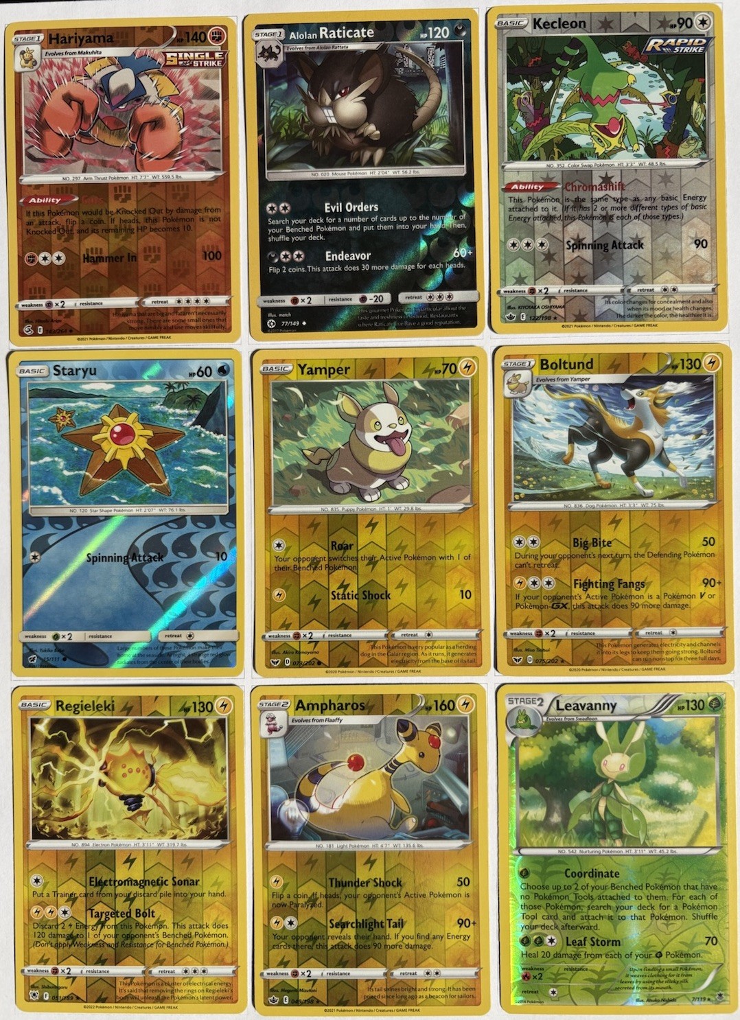 Pokemon TCG Card Collection From 9 Different Set/Artwork All In Reverse Holo NM