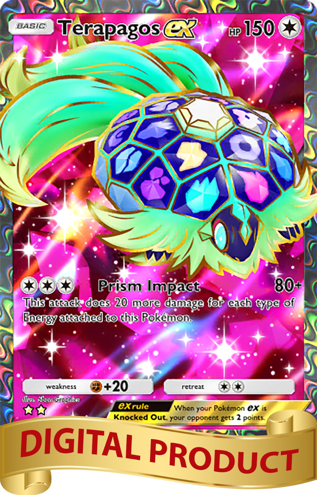Pokemon Pocket TCG Card Full Art 2 Star Terapagos EX Paradox Drive DIGITAL