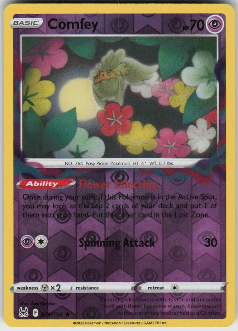 Reverse Holo Comfey 079/196 Rare Lost Origin Near Mint