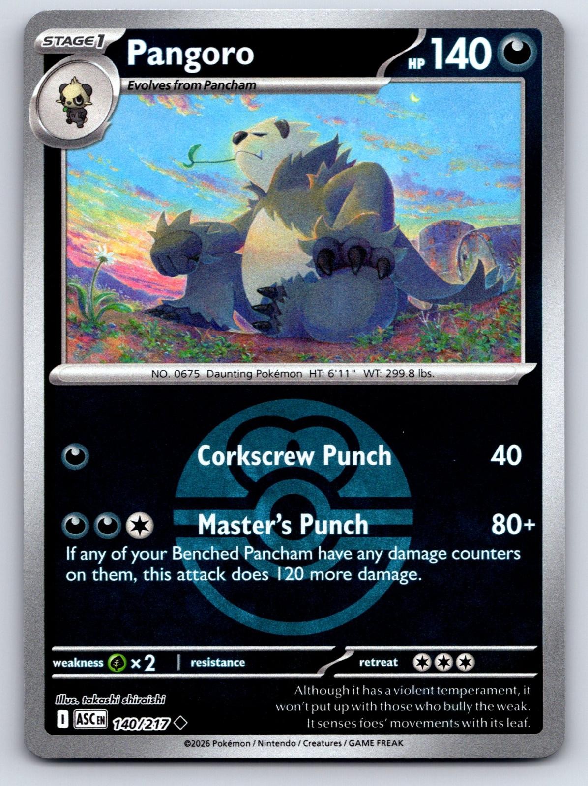 Pangoro (Love Ball) 140/217 Uncommon Ascended Heroes Pokemon Reverse Holo NM