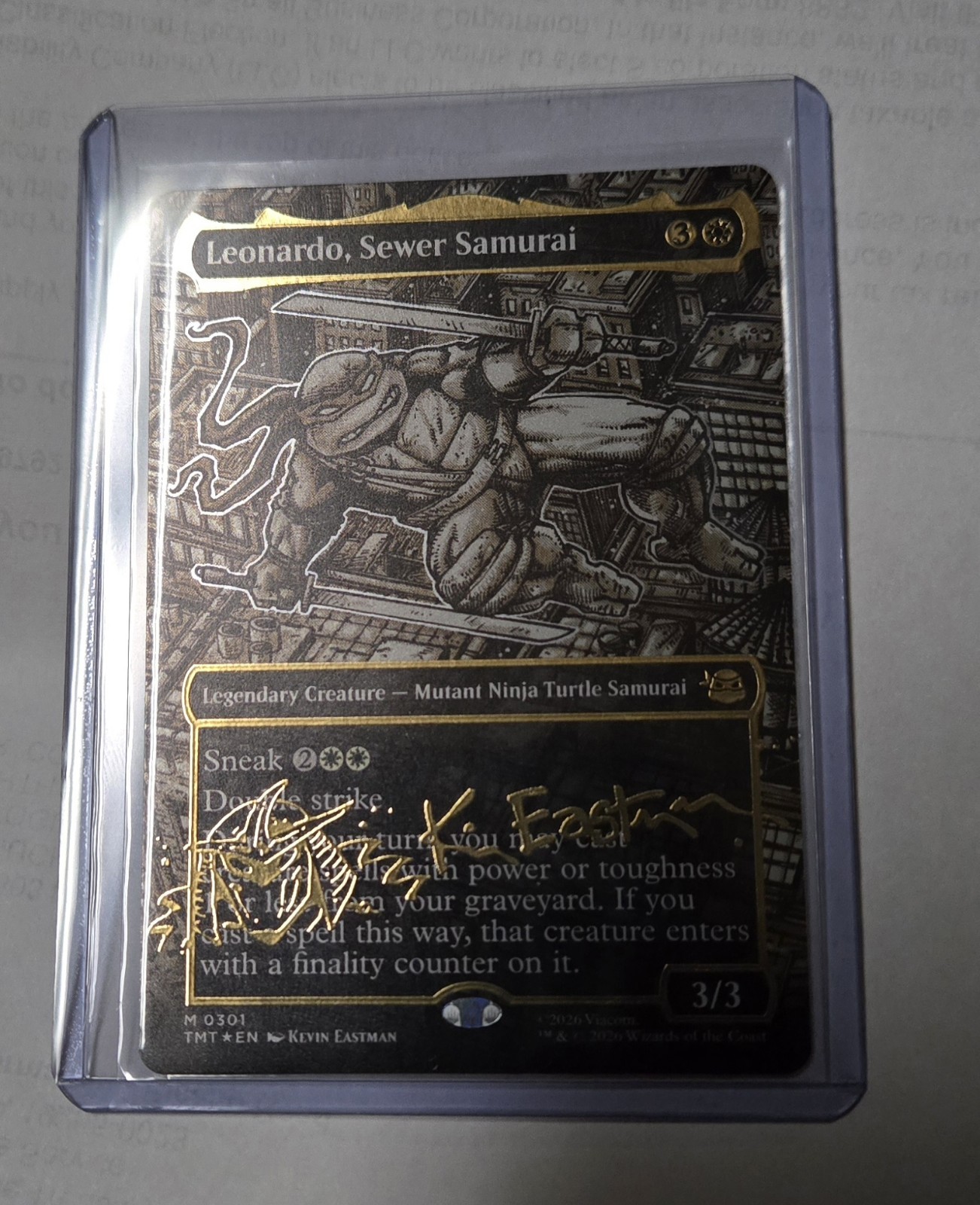 Leonardo, Sewer Samurai Borderless Gold-stamped Signature TMNT MTG 301