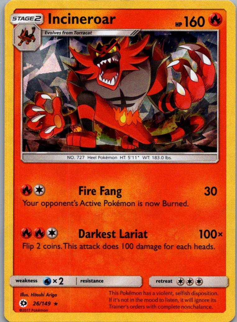 Incineroar (Cracked Ice Holo) 26/149 Holo Rare Deck Exclusives Pokemon Near Mint