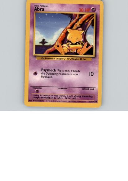Abra 43/102 Common Base Set Unlimited Pokemon Lightly Played
