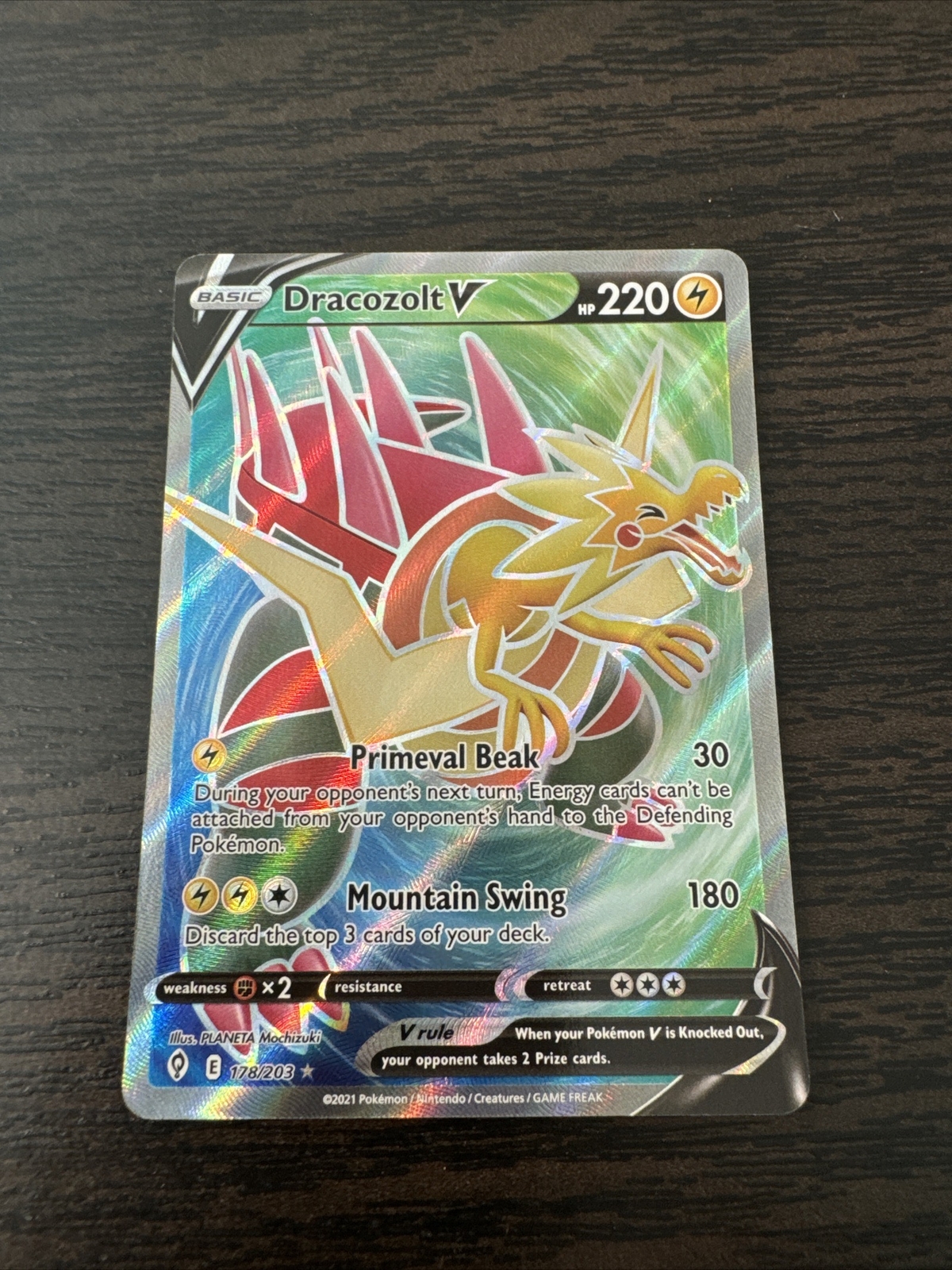 Dracozolt V 178/203 Evolving Skies NM Full Art Ultra Rare Pokemon Card