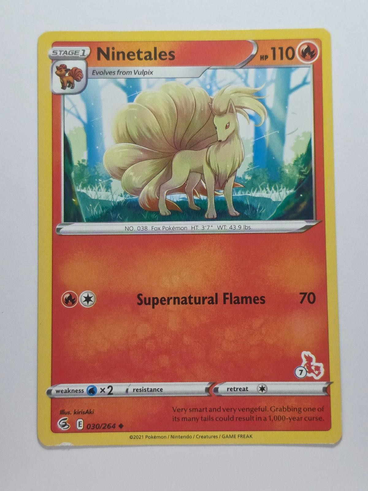 NINETALES (#7 CINDERACE STAMPED) 030/264 PROMO BATTLE ACADEMY 2022 LP POKEMON