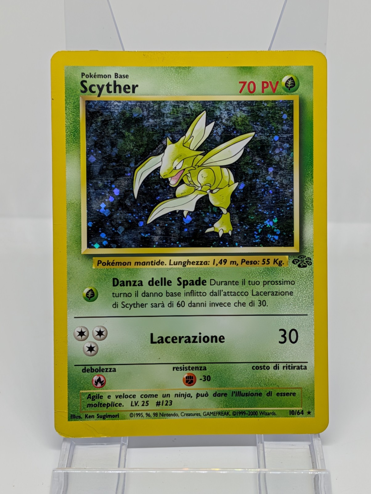 Pokémon TCG Scyther Jungle 10/64 Unlimited Holo Rare MP (Damaged) SWIRL 🌀