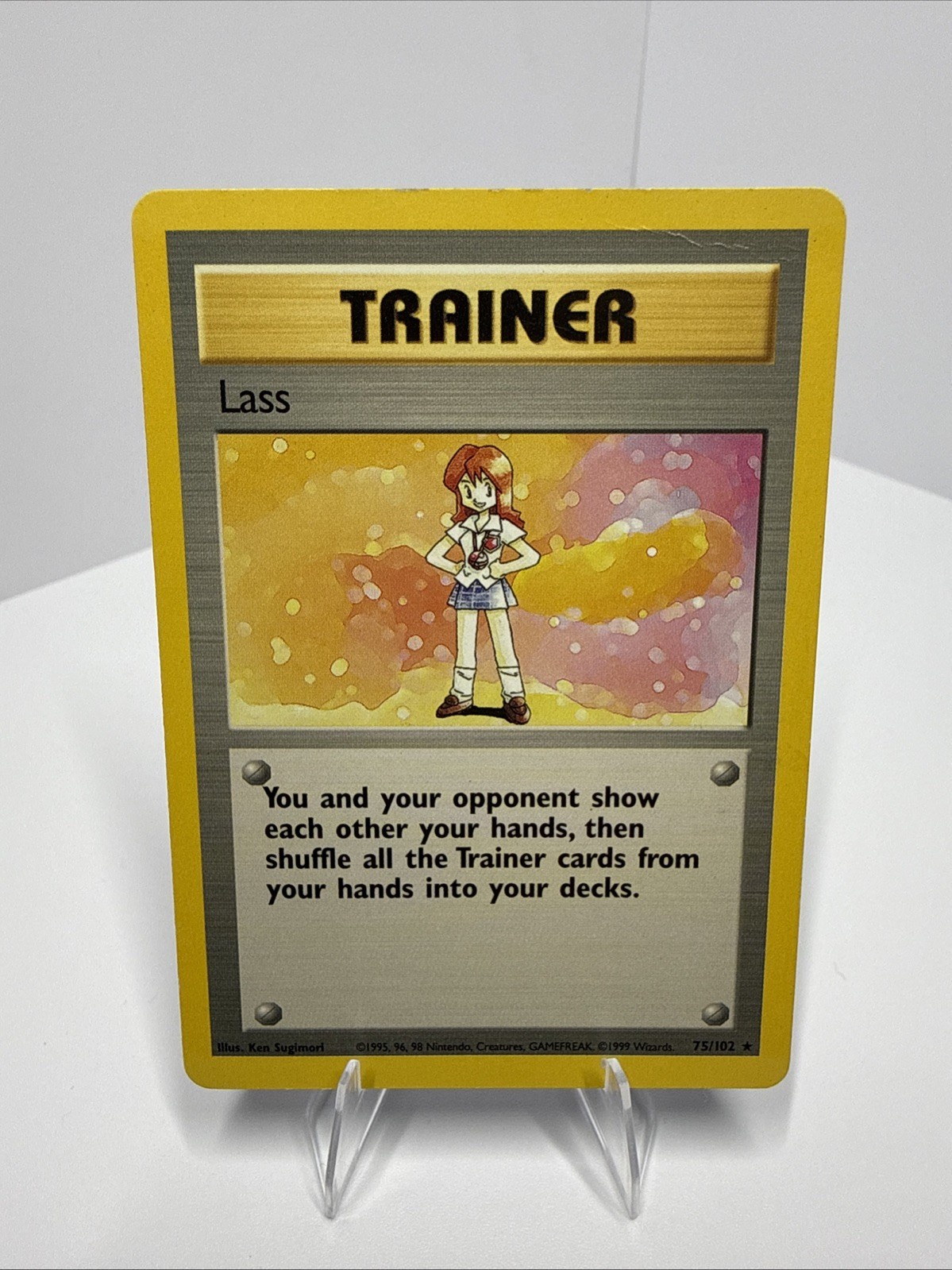 Pokémon TCG Trainer Lass Base Set Unlimited Rare Card 75/102 Vintage 1999