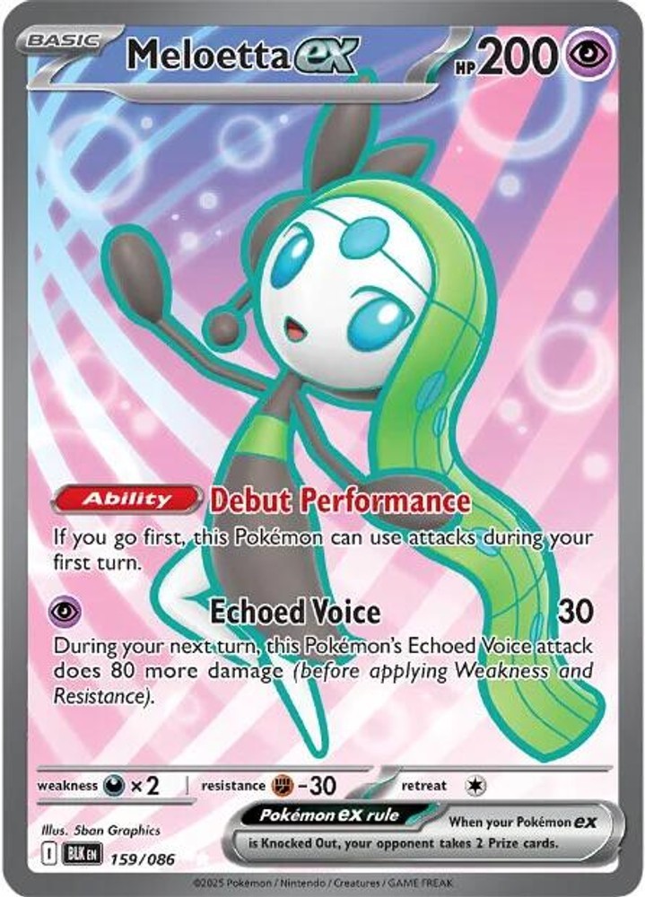 Meloetta ex BLK 159/086 Pokémon SV: Black Bolt Ultra Rare Holofoil EN NM