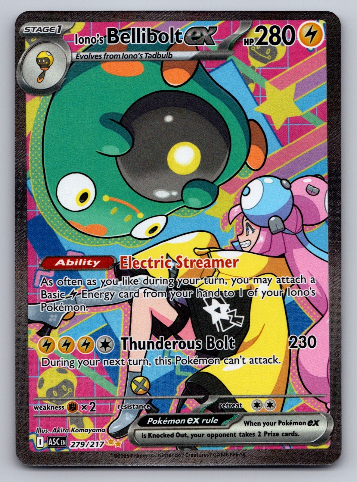 Iono’s Bellibolt ex 279/217 Special Illustration Rare Ascended Heroes Holo NM