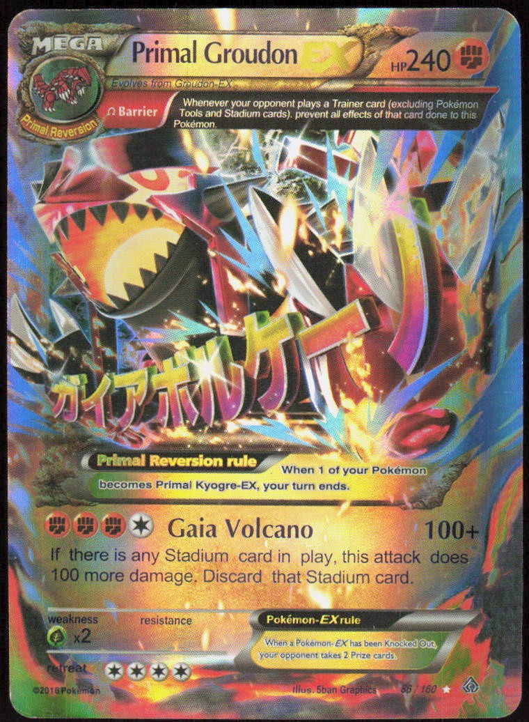 Primal Groudon EX 86/160 Holo EX Rare Primal Clash Pokemon Holo Lightly Played