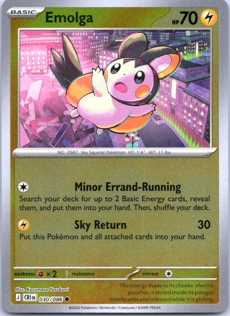 Emolga Reverse Holo Common ME04: Chaos Rising 030/086 NM