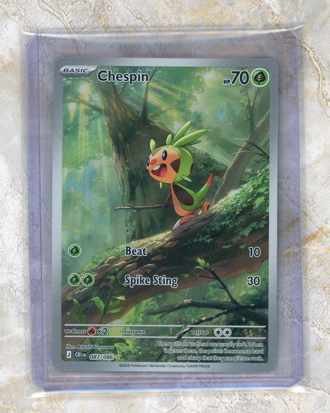 2026 Pokemon CRI EN-Chaos Rising #087/086 Chespin Illustration Rare IR