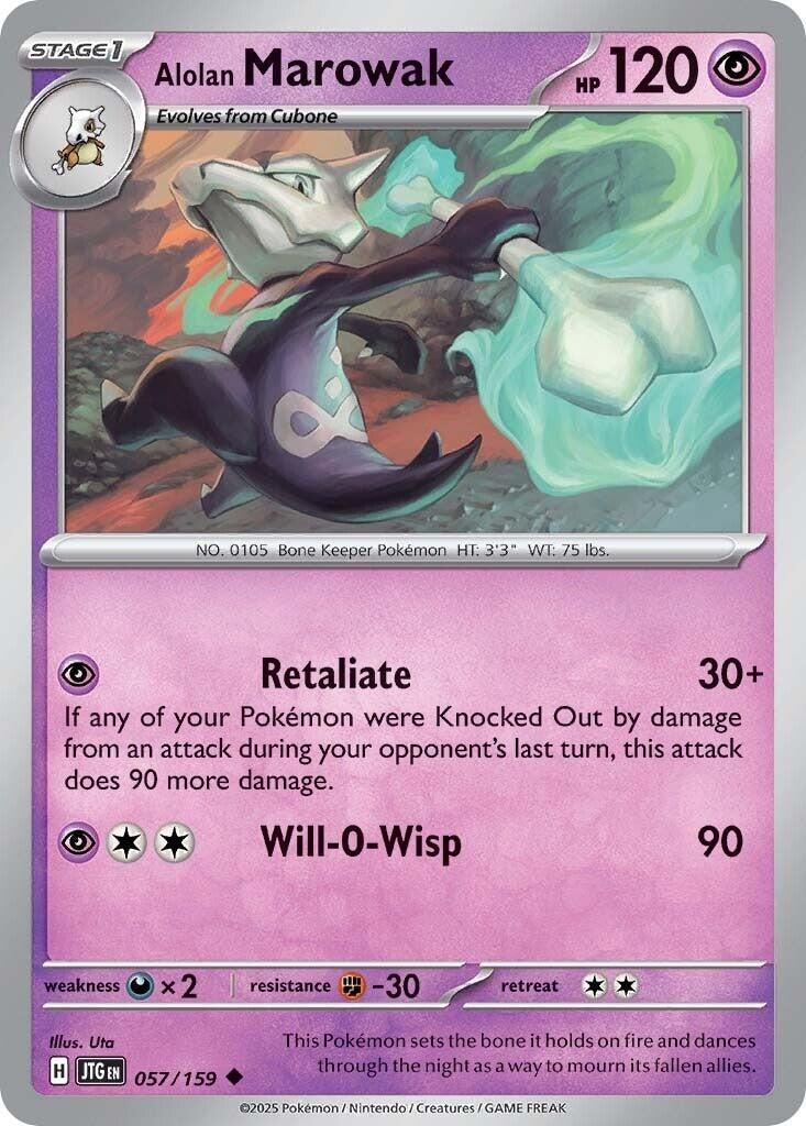 Reverse Holofoil – Alolan Marowak – 057/159 – SV09: Journey Together – NM