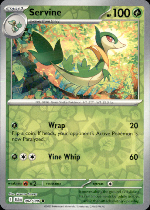 Servine Reverse Holo Common SV: Black Bolt 002/086 NM Susumu Maeya 2025