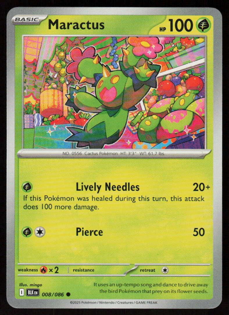 Maractus 008/086 Common Black Bolt Pokemon Near Mint