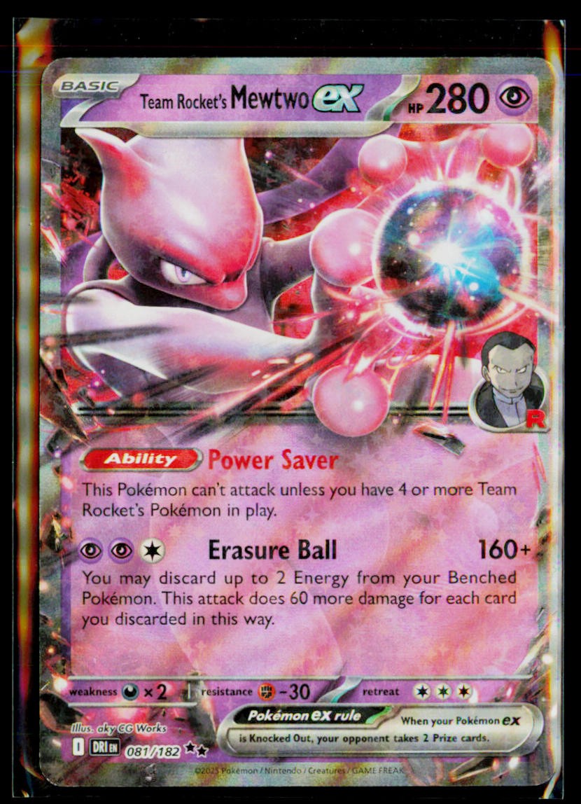 Team Rocket’s Mewtwo ex Double Rare PR NM 081/182 Tonji Matsuno