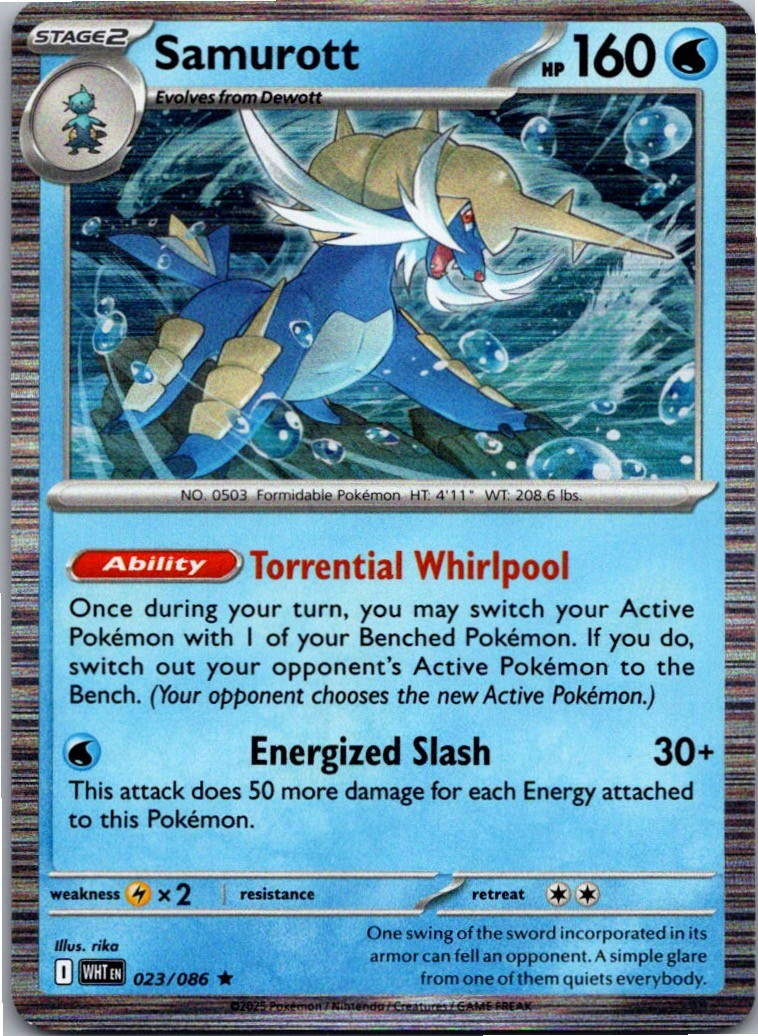 Samurott 023/086 Holo Rare White Flare Pokemon Near Mint