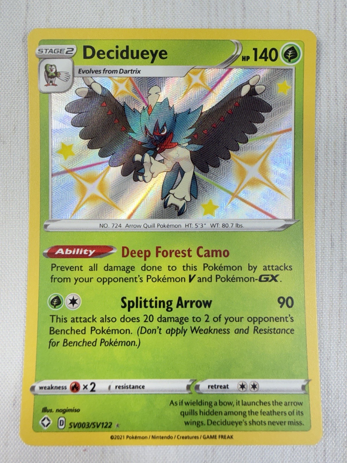 Decidueye SV003/SV122 Shining Fates: Shiny Vault Baby Shiny Holo Rare NM