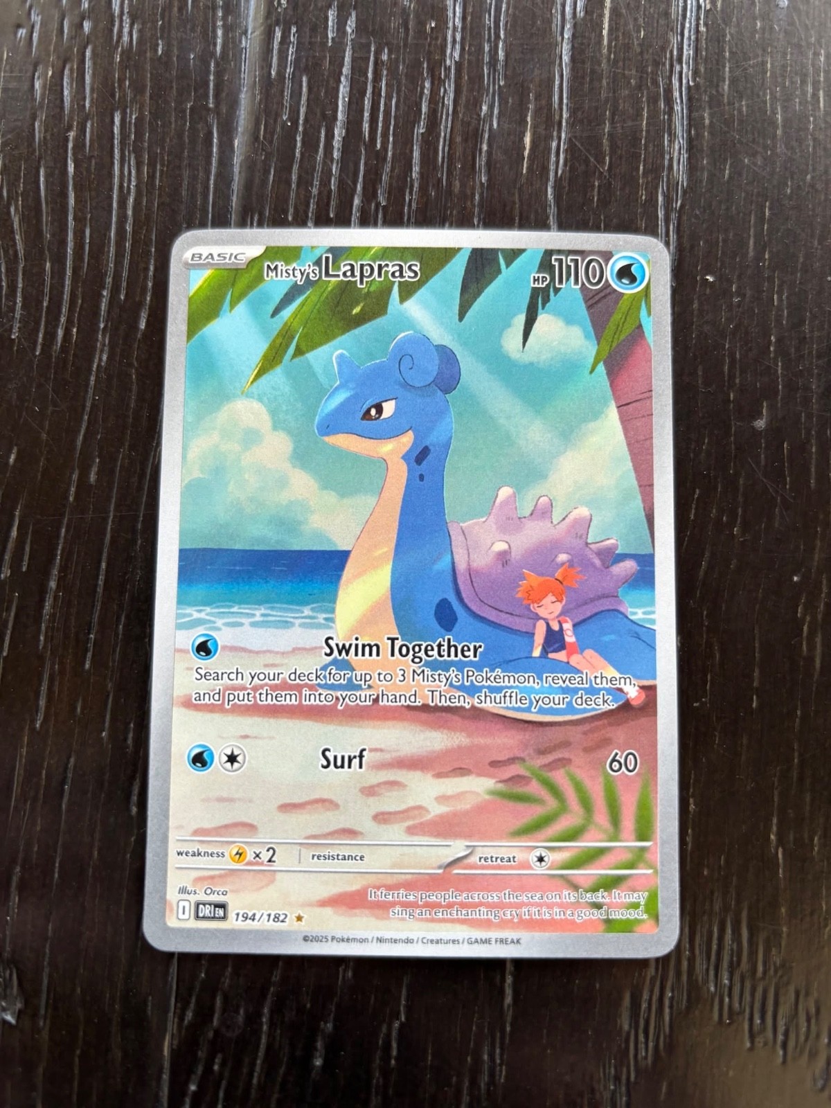 Misty’s Lapras 194/182 Illustration Rare Full Art Holo Pokemon Destined Rivals N