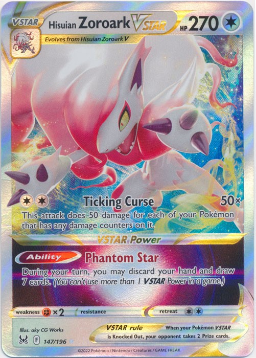 Holo Hisuian Zoroark VSTAR 147/196 Ultra Rare SWSH11: Lost Origin