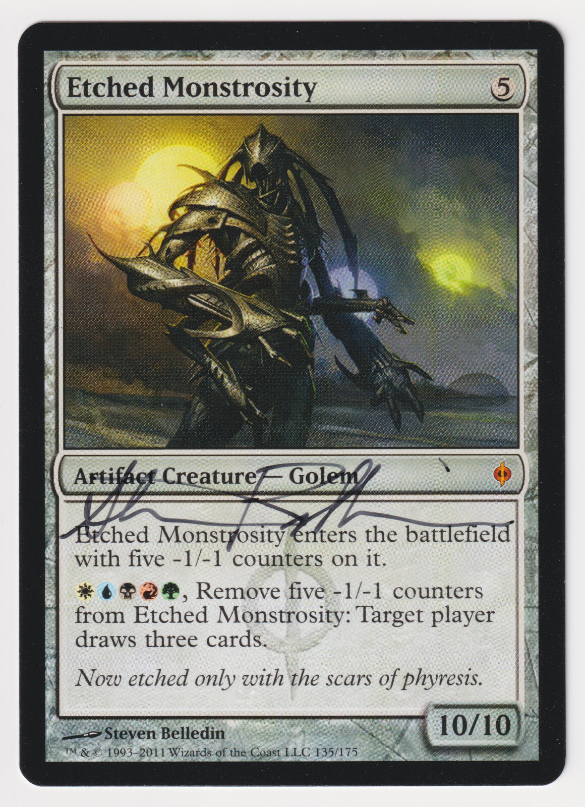 Signed Etched Monstrosity MP New Phyrexia Artist Steven Belledin 2011 MTG Magic!