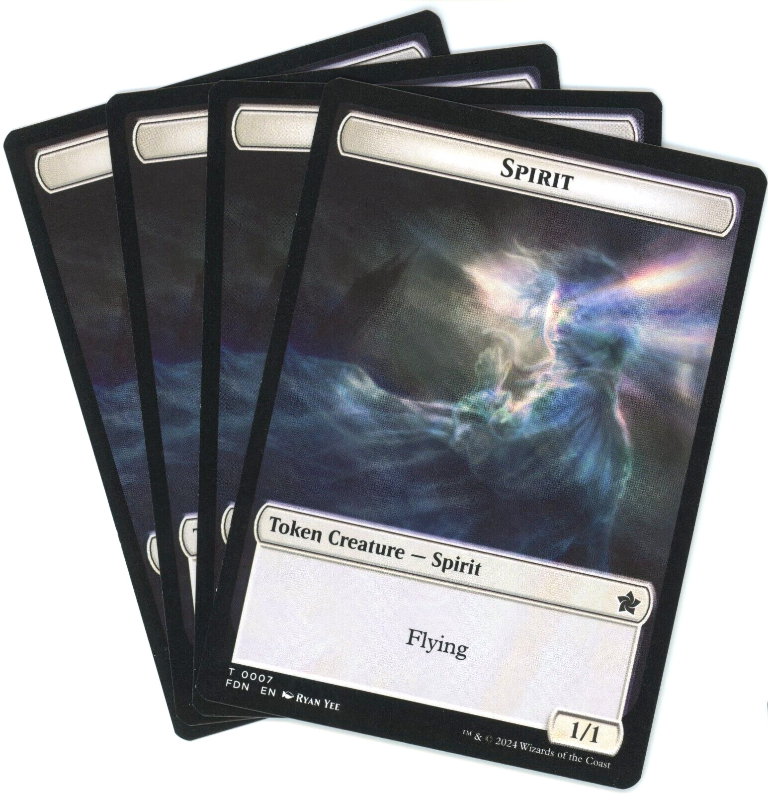x4 Spirit / Cat (7/1) Doubled-Sided Token – Foundations – MTG