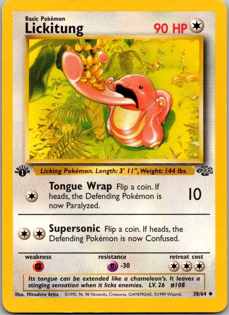 Lickitung 38/64 Uncommon Jungle Pokemon 1st Edition Moderately Played