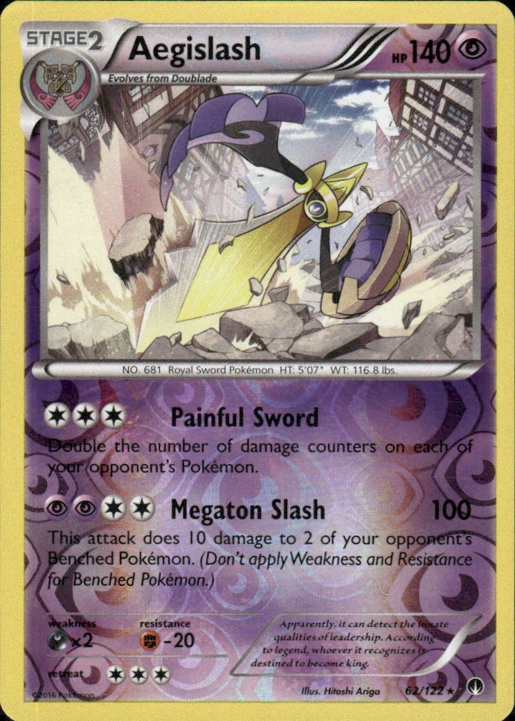 AEGISLASH 62/122 BREAKPOINT RARE REVERSE HOLO POKEMON HITOSHI ARIGA