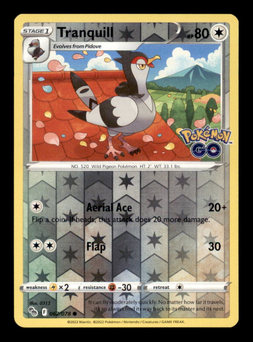 TRANQUILL 062/078 – REVERSE HOLO C – POKEMON GO – NM/M