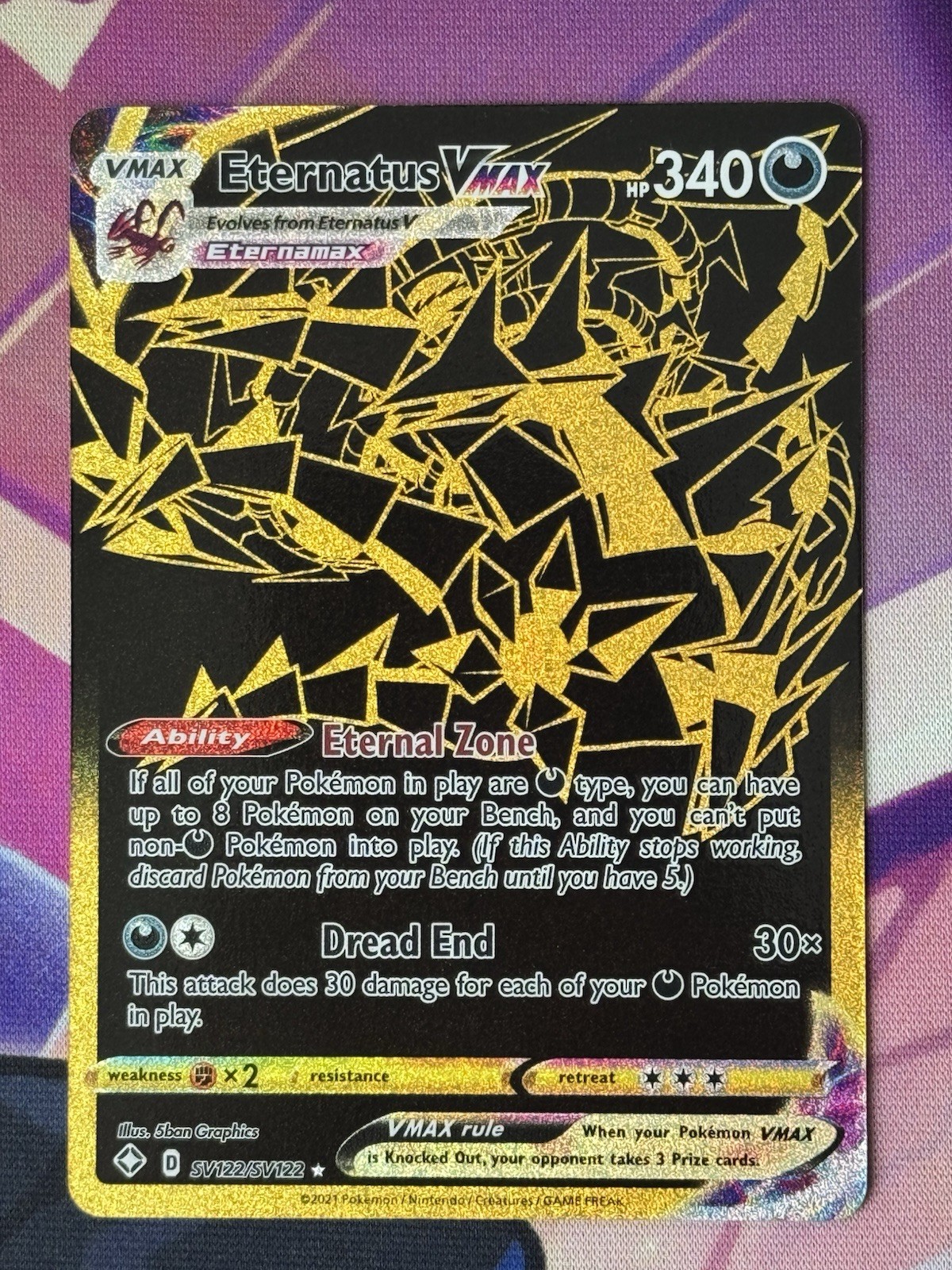 Pokemon Shining Fates Gold Eternatus VMAX SV122/SV122 Shiny Vault Full Art TCG