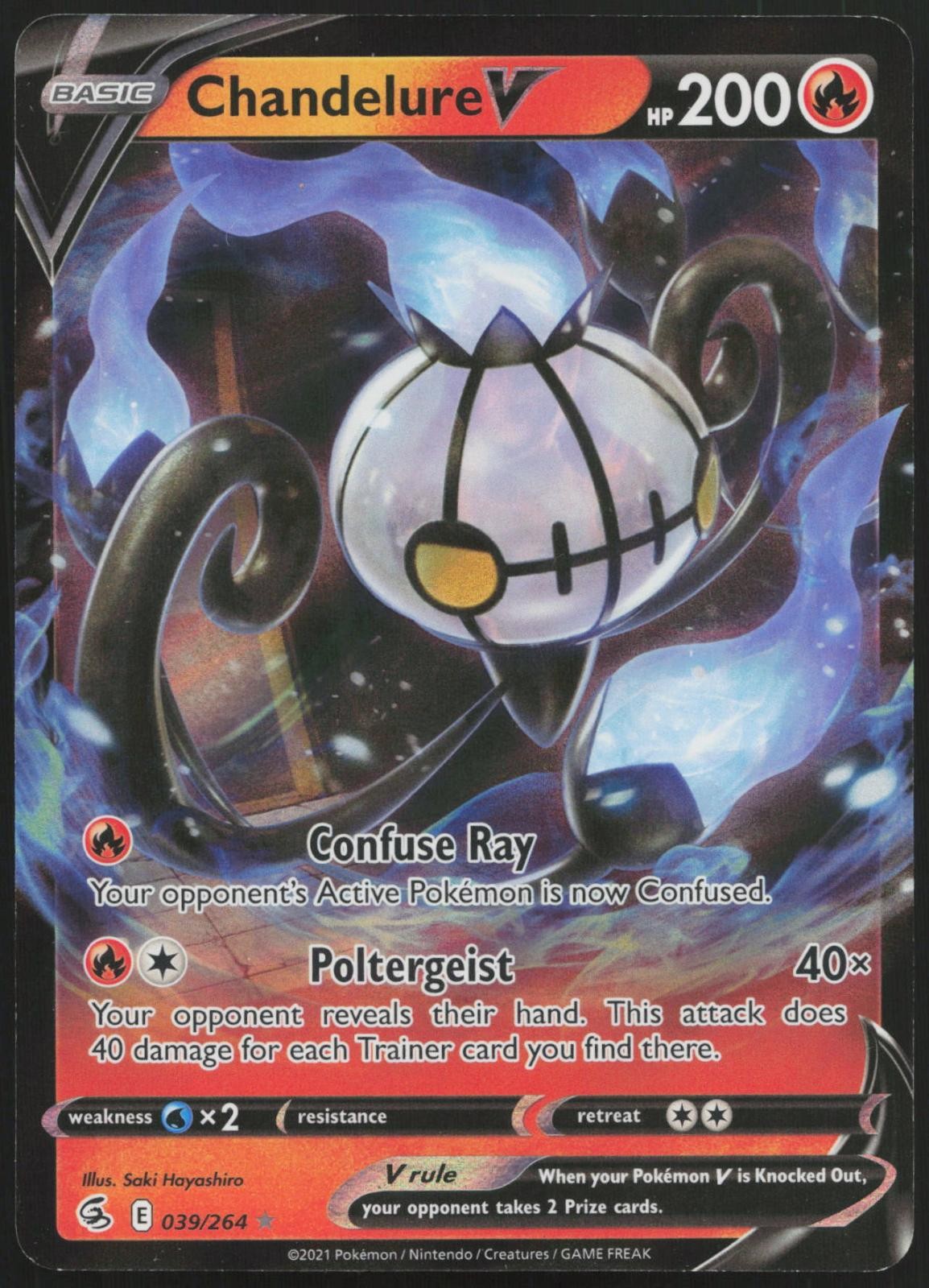 Chandelure V 039/264 Holo V Rare Fusion Strike Pokemon NM