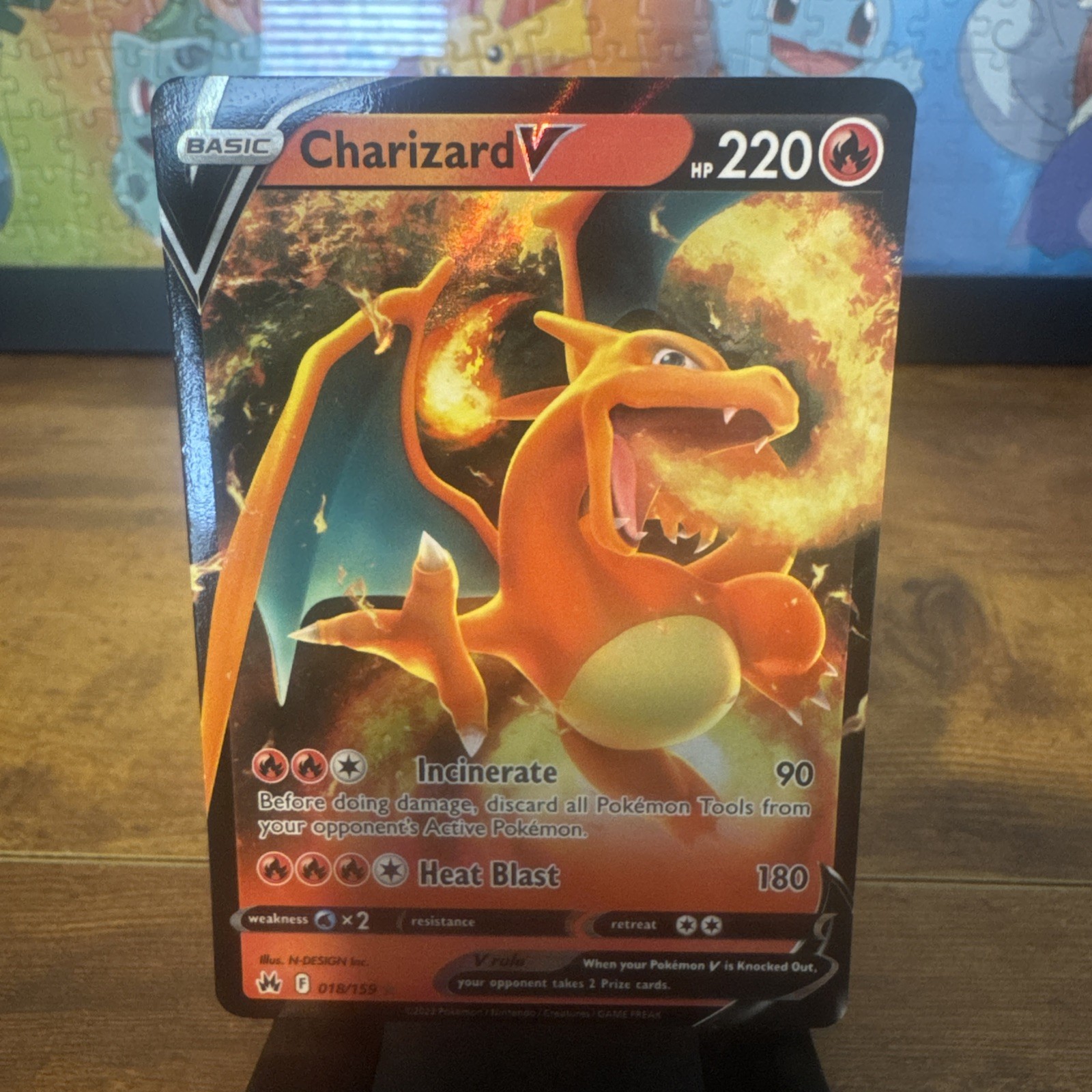 NM Charizard V 018/159 Crown Zenith Holo Ultra Rare Pokémon Card