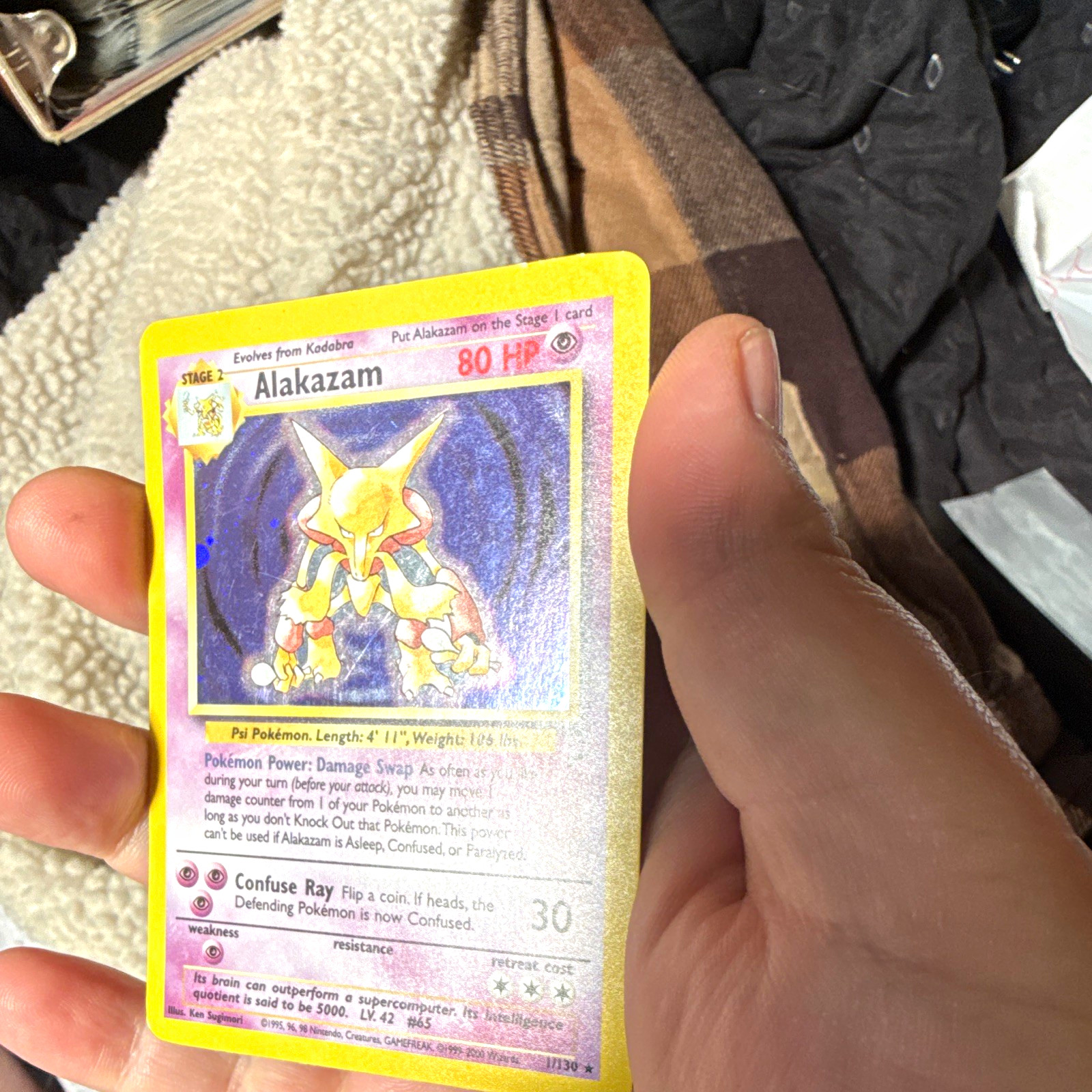 Pokemon TCG Alakazam 1/130 Base Set 2 Holo Rare 80 HP English 2000 Unlimited