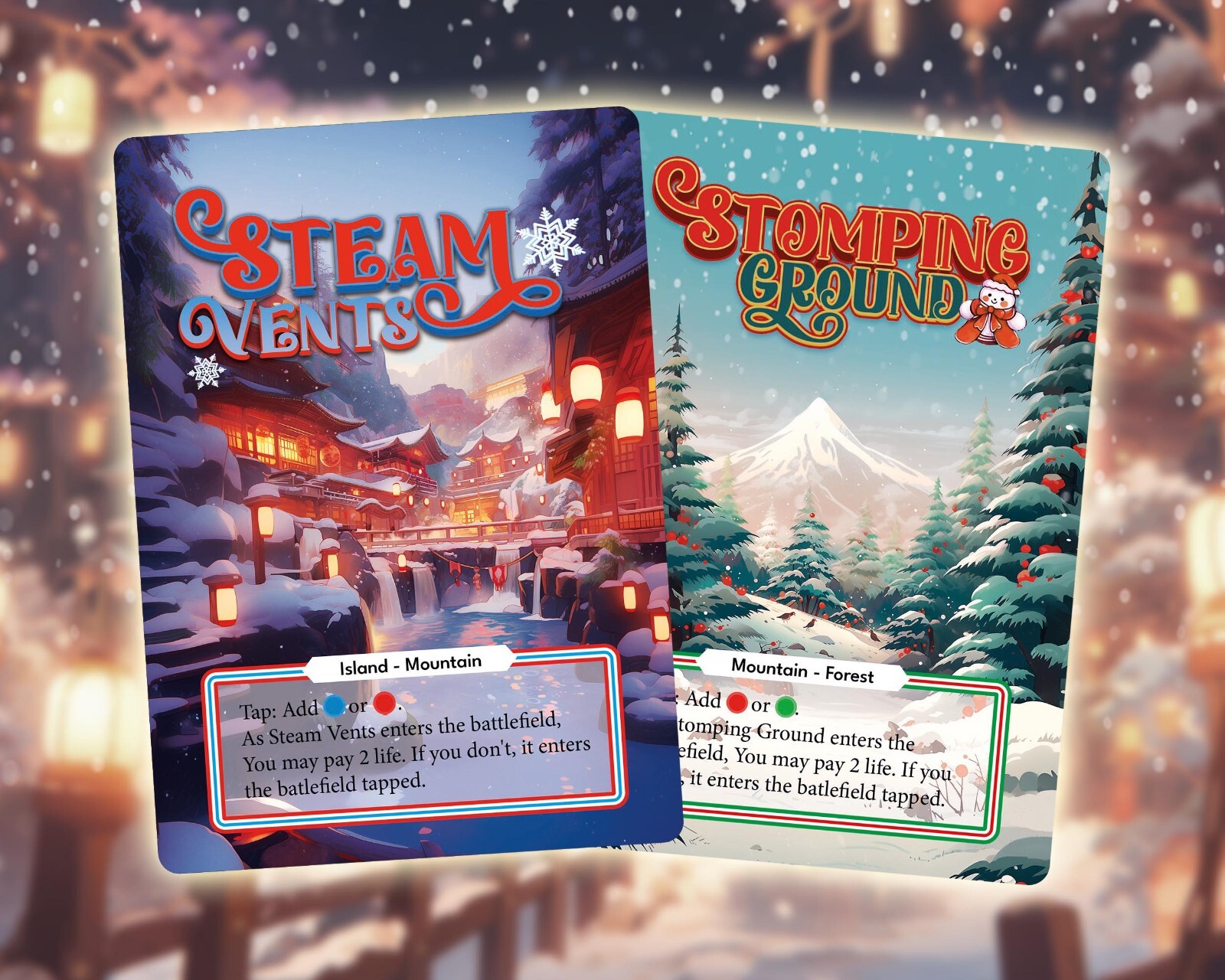 Shock Lands Christmas Edition – 10x MTG Custom Cards Age Full Art