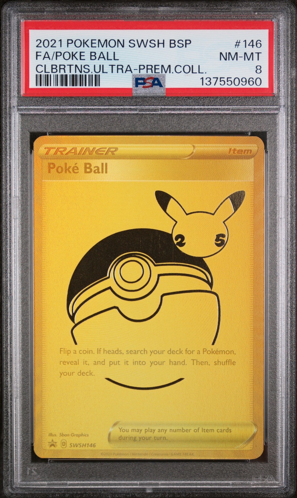 2021 POKEMON SWSH BLACK STAR PROMO #146 FULL ART/POKE BALL PSA 8