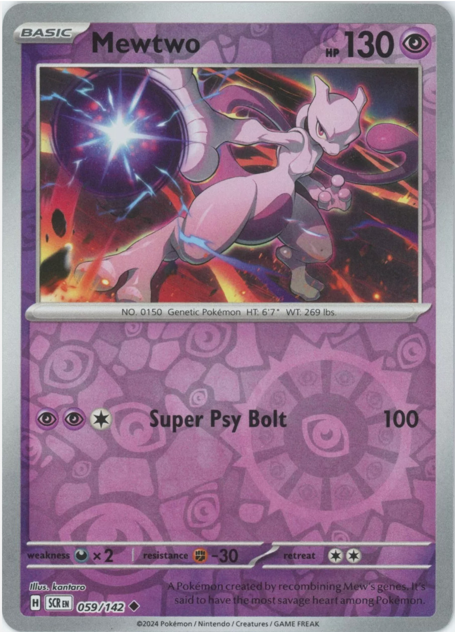 Pokemon – Mewtwo – 059/142 – Reverse Holo – Stellar Crown – NM/M- NEW