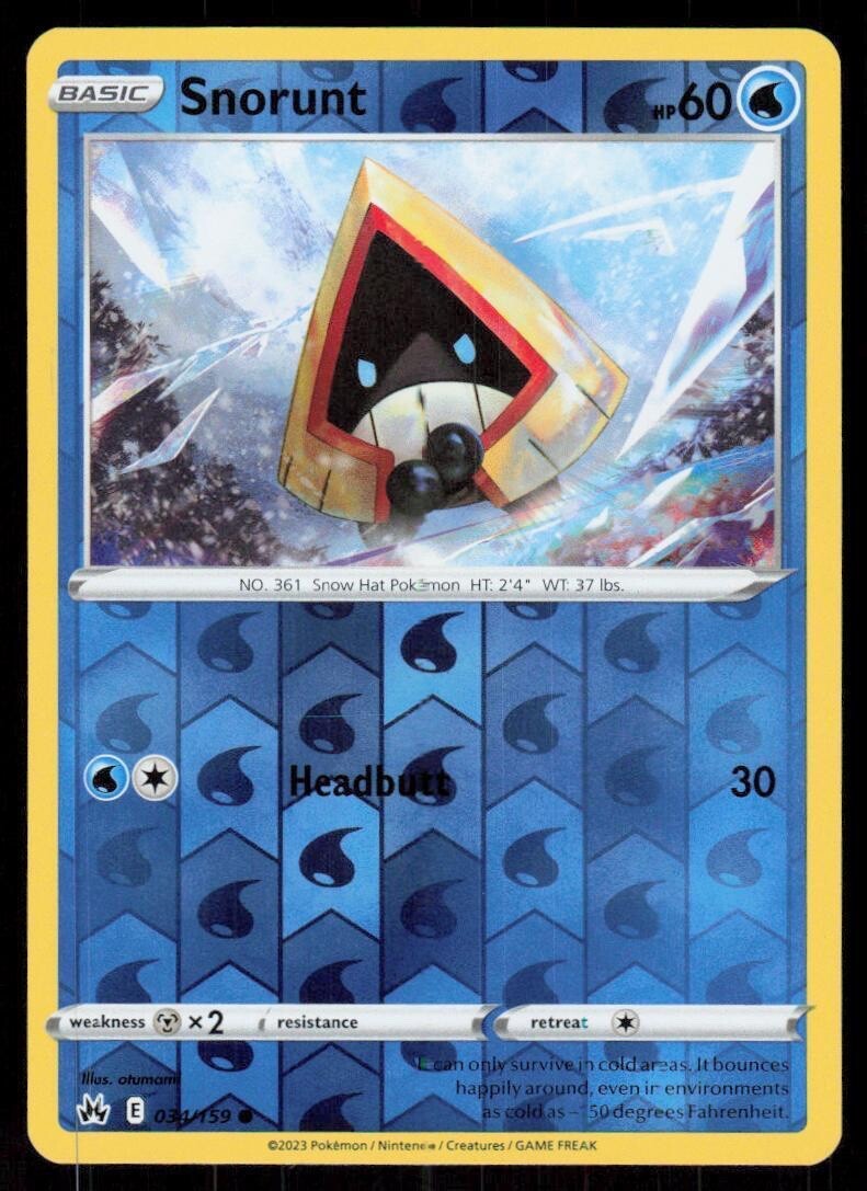 Pokemon – Snorunt 034/159 – Reverse Holo – Crown Zenith – NM/M