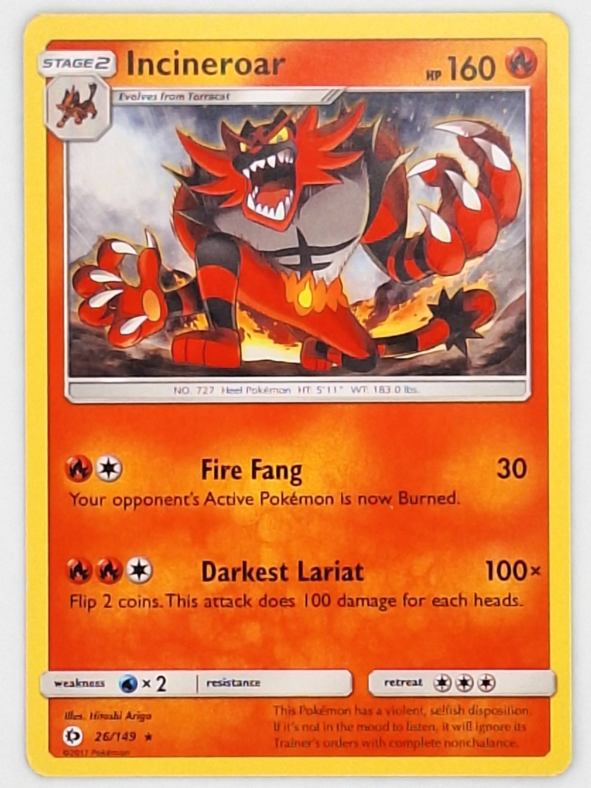 Incineroar 26/149 Pokemon – Sun & Moon MP