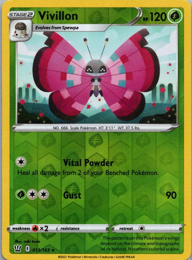 Pokemon TCG Vivillon 13/163 Battle Styles Rev Holo NM