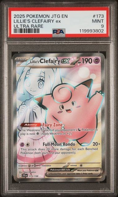 2025 Pokemon JTG EN Lillie’s Clefairy ex 173/159 ULTRA RARE FULL ART PSA 9 MINT