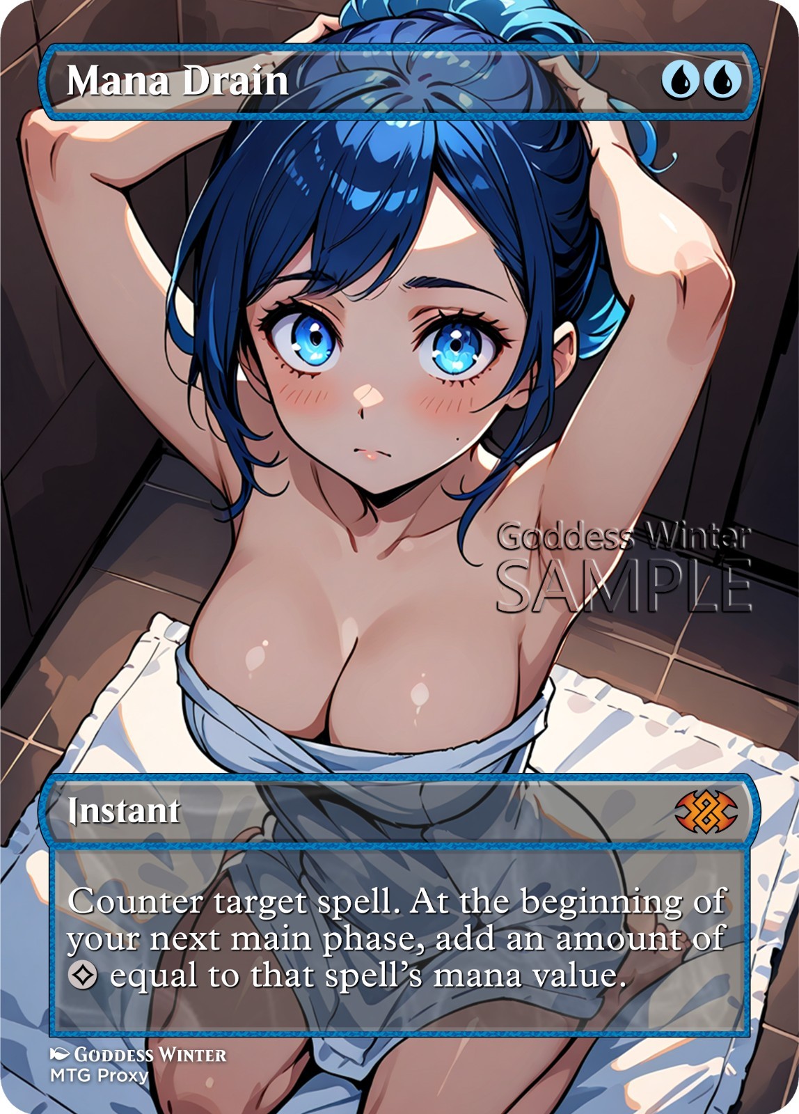 MTG – Mana Drain – Fanart Borderless Style – EDH / Playtest