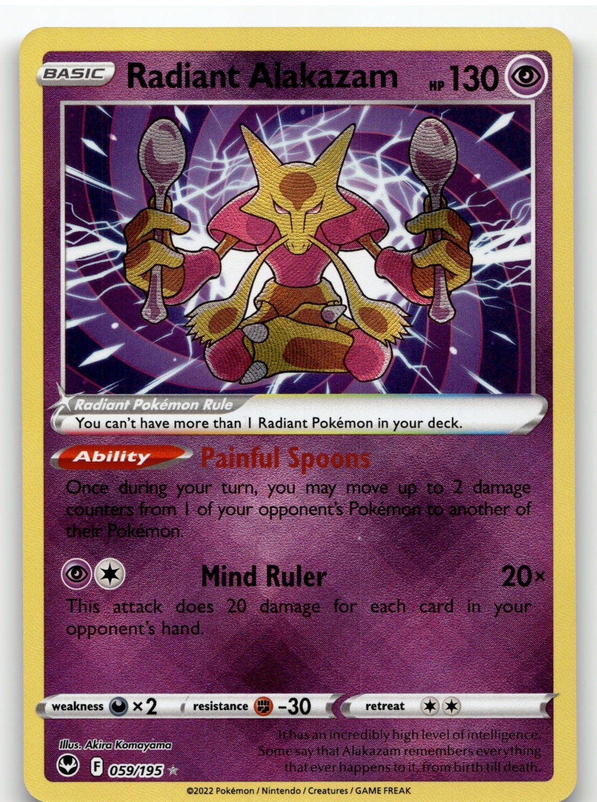 Radiant Alakazam Holo Radiant Rare SWSH12: Silver Tempest 059/195 NM