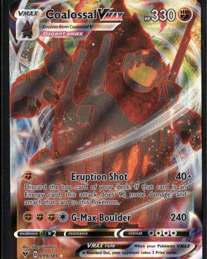 Coalossal VMAX Ultra Rare SWSH04: Vivid Voltage 099/185 Fighting Holo Pokemon Ca