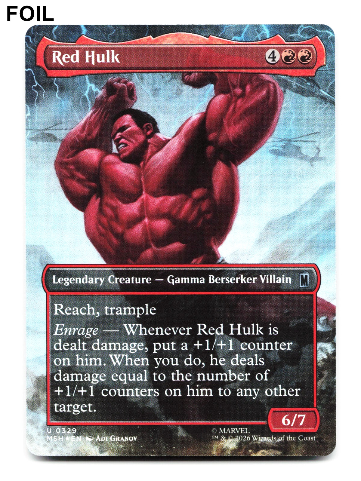 Red Hulk (Borderless FOIL) – [Marvel Super Heroes] MSH Magic MTG 🔥🔥