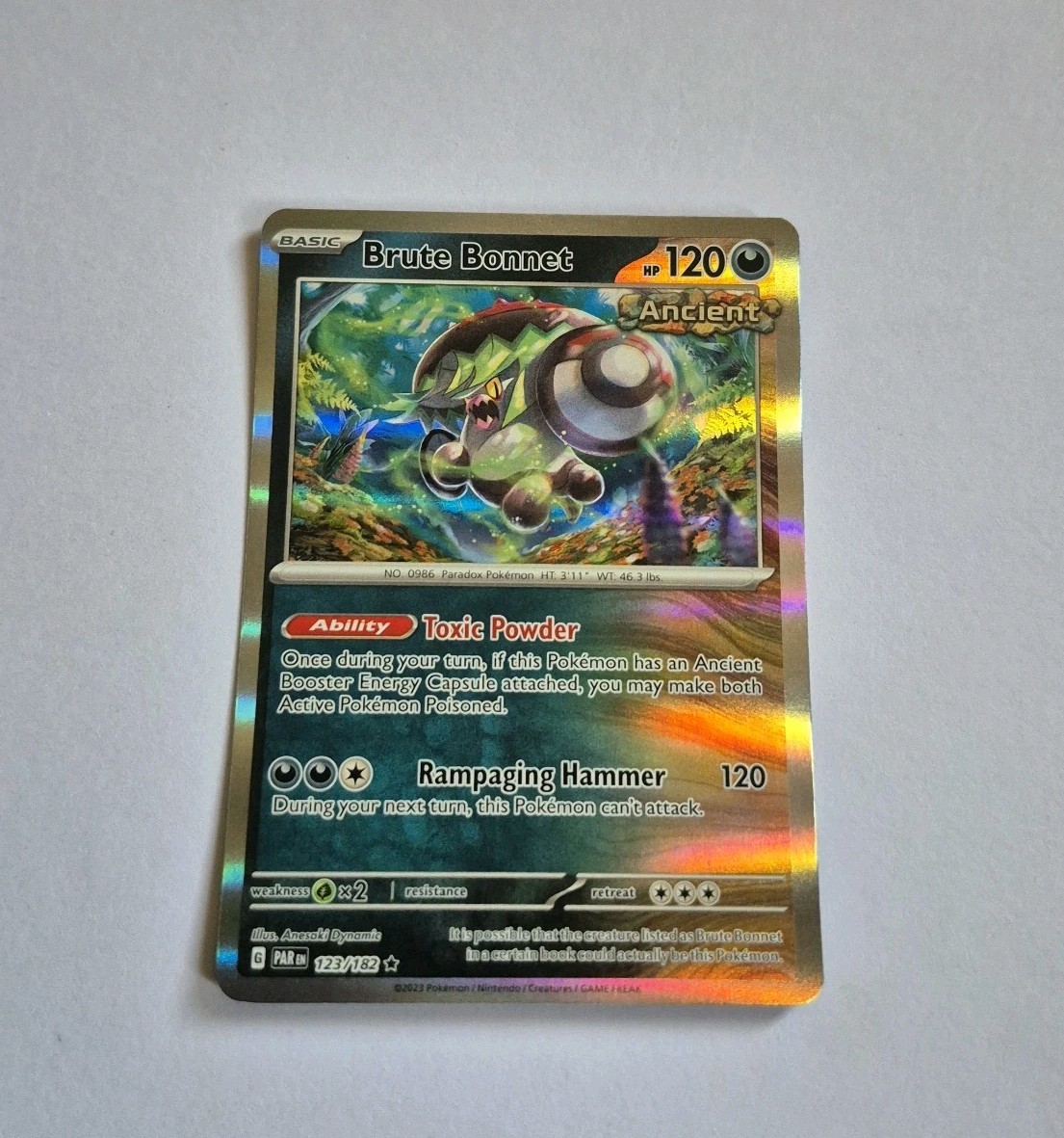 Brute Bonnet Holo Rare 123/182 Scarlet & Violet Pokémon Tcg English NM
