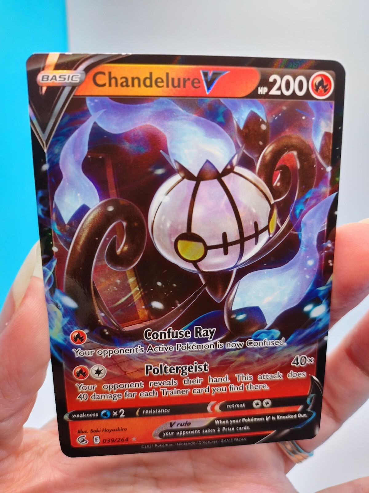 Chandelure V 039/264 Holo Ultra Rare Fusion Strike Pokemon NM Fresh Pull