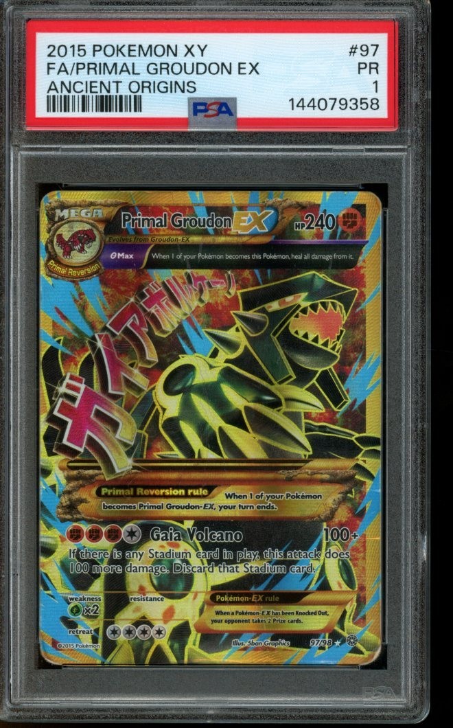 PSA 1 PR Pokemon Primal Groudon EX Ancient Origins Full Art 97/98